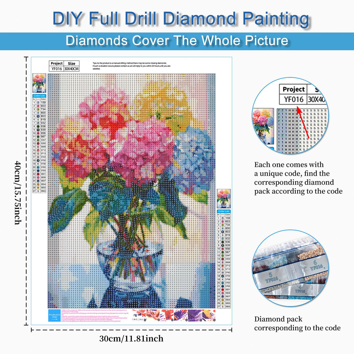 12 Pack Flowers Diamond Art Kits Packs for Adults, 5D Diamond Painting Kit Sets with Tools for Beginners DIY Full Drill Diamonds Paintings Crafts Gem Art by Number Gift Home Wall Decor (12x16 Inch) BWFY