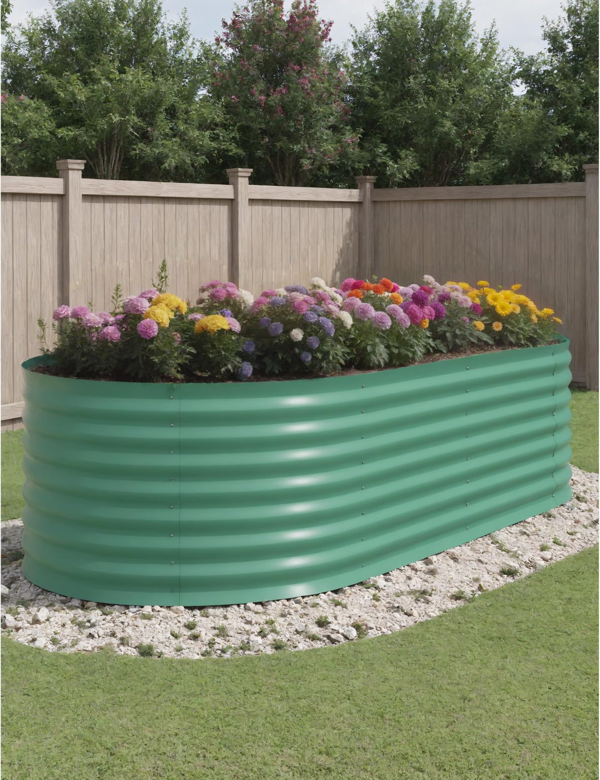 GarveeLife 8x4x2ft Galvanized Raised Garden Bed - 24“ Tall Metal Planter Box for Vegetables, Flowers, Herbs, Rust-Resistant Outdoor Garden Box, Easy Assembly Raised Beds for Gardening, Green GarveeLife