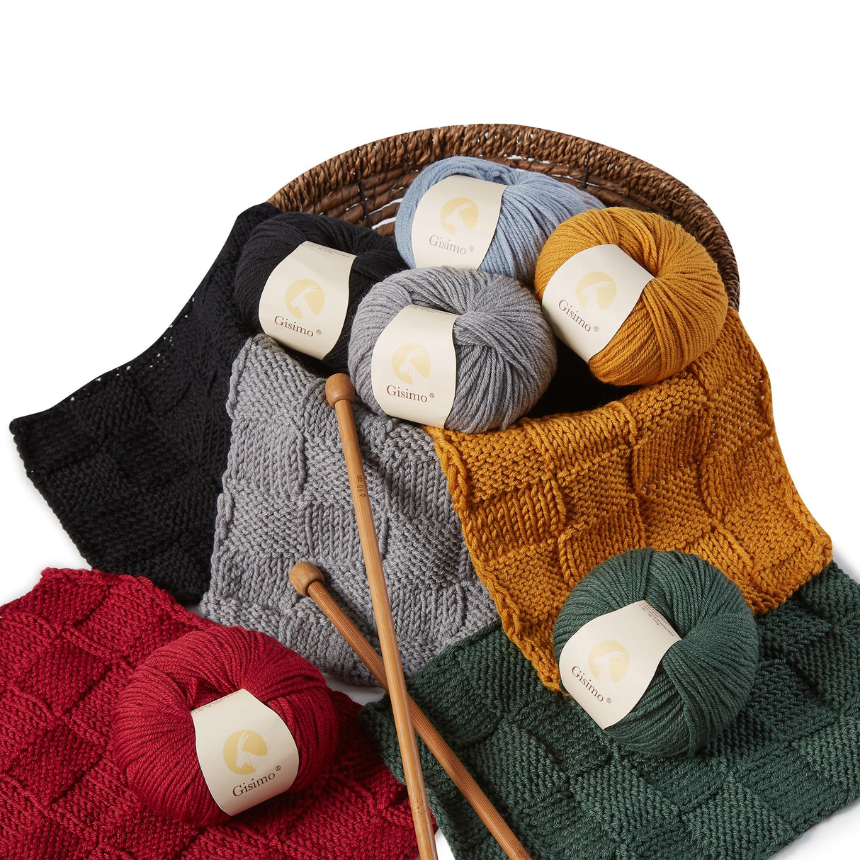 GISIMO 100% Merino Wool Yarn, 6-Ply Luxurious and Soft Yarn for Hand Knitting & Crocheting, 1.76 OZ/50g, 127 yds/116 Meters (Green, 1 Ball) Gisimo