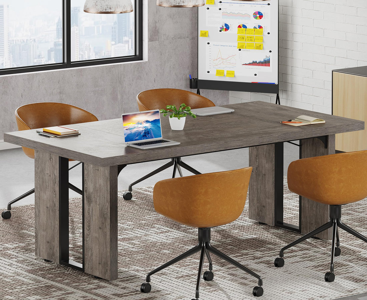 Tribesigns 6FT Conference Table, 70.9" L x 31.5" W Meeting Table for 6, Rectangular Seminar Table Boardroom Table for Office Meeting Conference Room Tribesigns