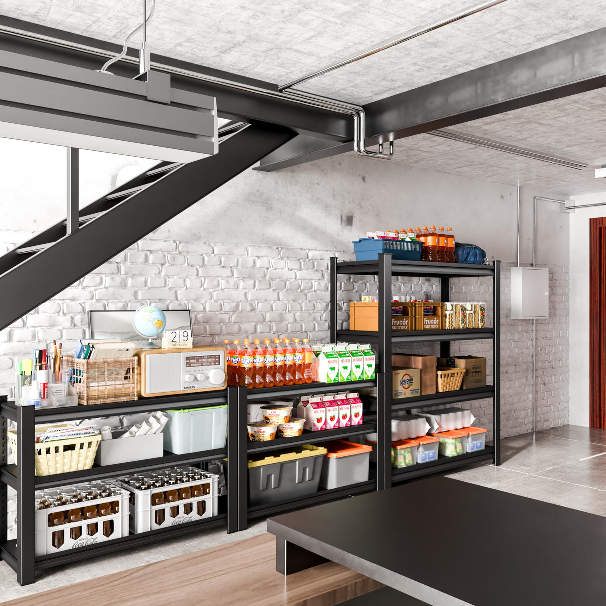 Rufokisa 40in Wide Garage Shelving Heavy Duty,2000lbs Large Loads Adjustable Garage Storage Shelves,All Metal Storage Racks and Utility Rack Shelves, 40”W x 16”D x 72”H (Black) Rufokisa