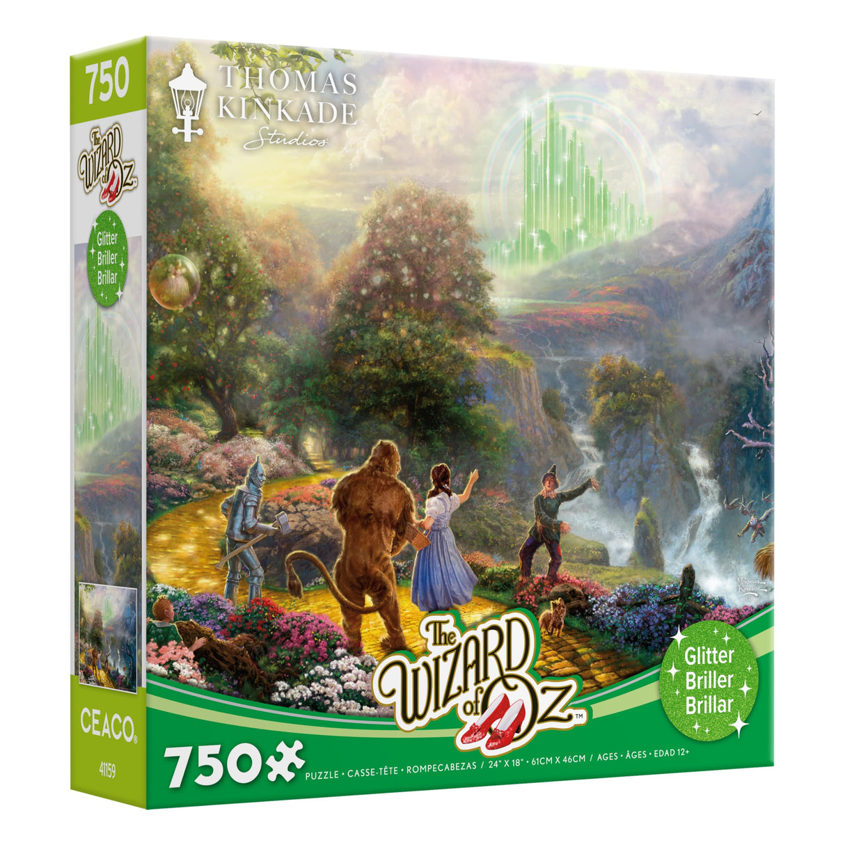 Ceaco - Thomas Kinkade - The Wizard of Oz - Dorothy Discovers Emerald City - 750 Piece Glitter Jigsaw Puzzle Ceaco