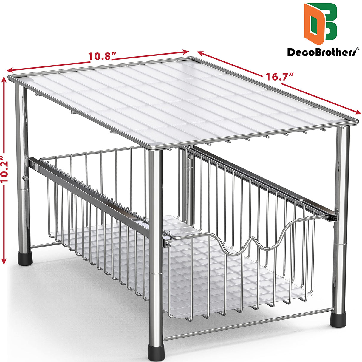 DecoBrothers Stackable Under Sink Organizer with Sliding Basket, Chrome Deco Brothers
