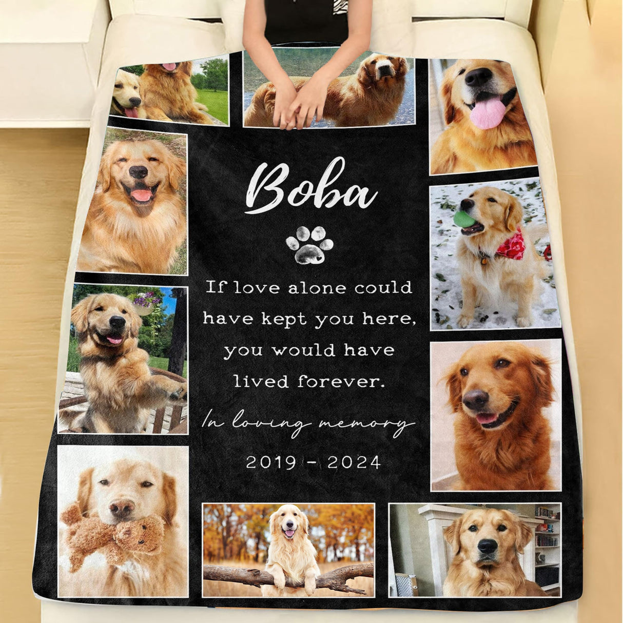 Julyly POD Personalized Photo Blanket, Pet Memorial Keepsake, Dog Loss Gift, Custom Paw Print Blanket, Gift for Dog Mom & Dad Julyly POD