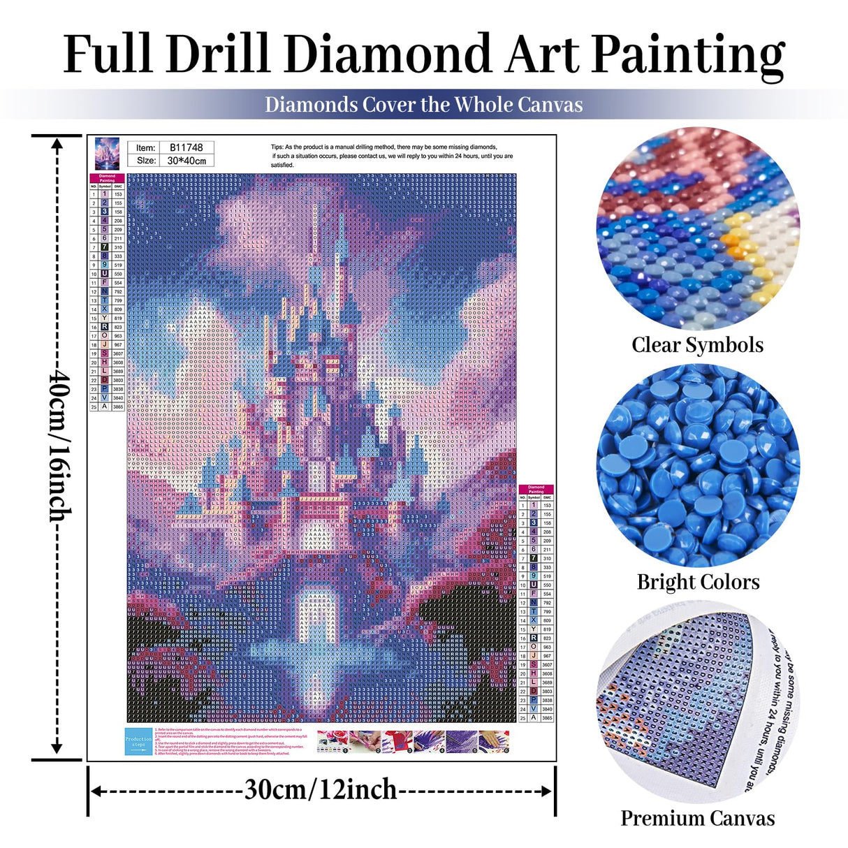 Fountor Diamond Art Kits for Adults Beginners, DIY Castle Diamond Painting Kits Cartoon for Adults, Cartoon Castle Gem Art Kits for Gift Home Wall Decor 12x16 inch Fountor