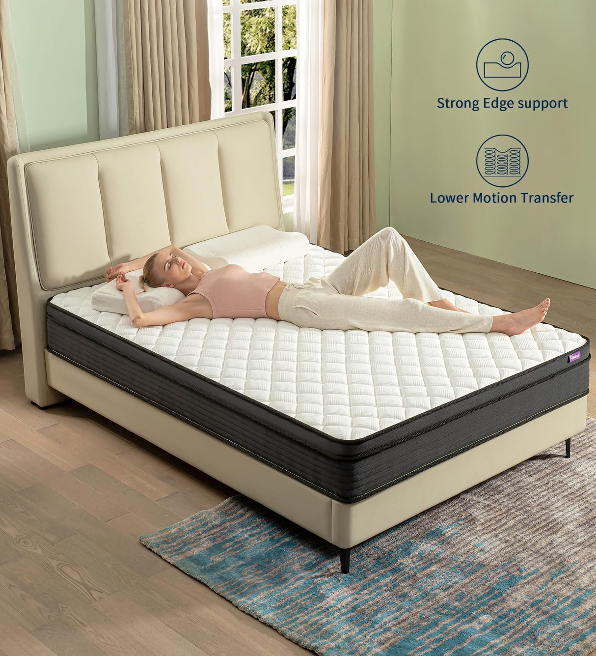 Konuzu Queen Mattress,12 Inch Memory Foam Hybrid Mattresses in a Box with Individual Pocket Spring,for Pressure Relief & Motion Isolation Queen Size Mattress. Konuzu
