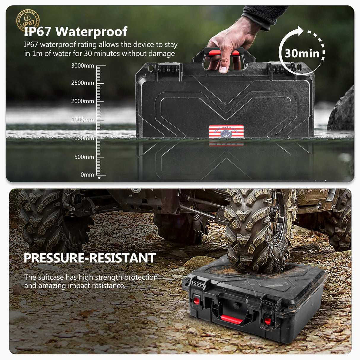 Kinghardcase Gun Cases for Handguns, 5 Pistol Case & 21 Magazine Pre-Cut Multiple Pistols Shockproof Waterproof Hard Pistol Cases with Desiccant TSA Approved Firearm Travel Case Kinghardcase