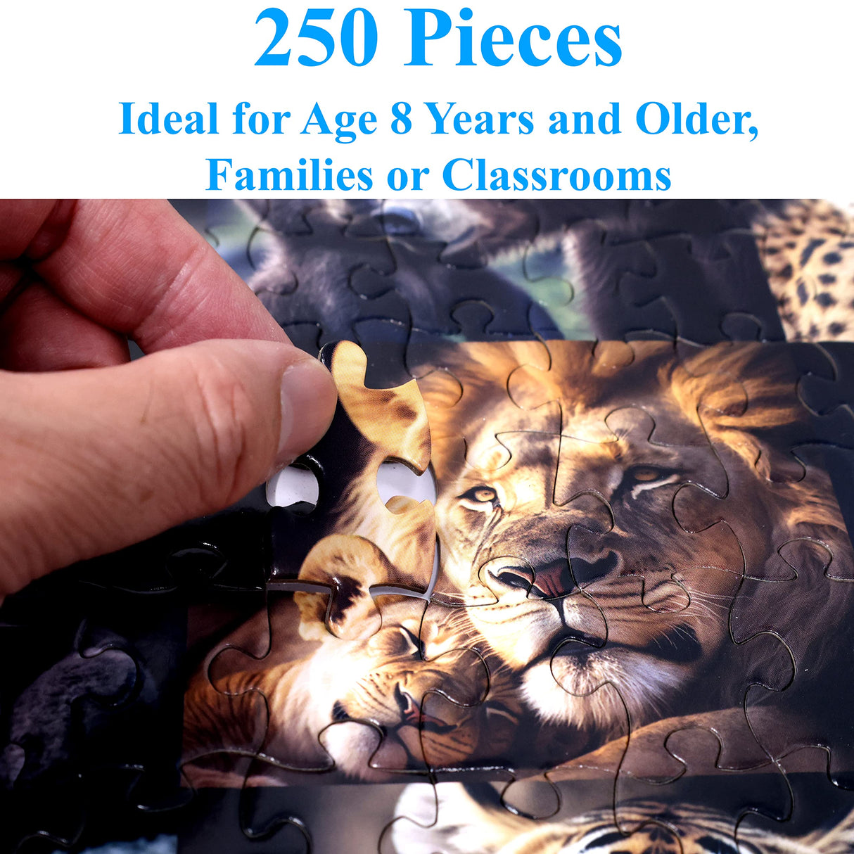 Think2Master Animal Families 250 Pieces Jigsaw Puzzle Featuring heartwarming Parent and Child Pairs. Fun Toy for Kids, School & Families. Great Gift for Boys & Girls Ages 8+. Size: 14.2” X 19.3” THINK2MASTER