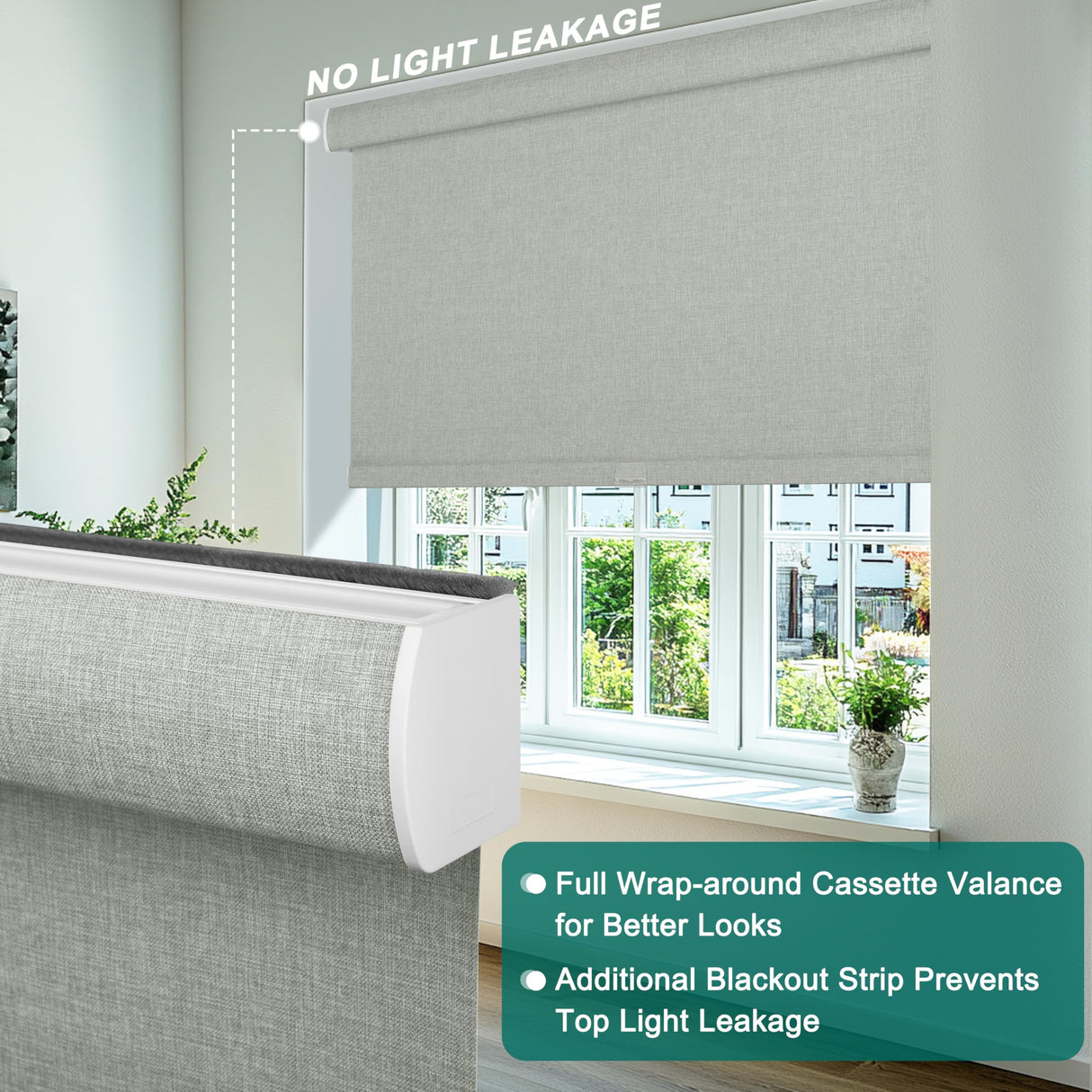 BERISSA Blackout Roller Shades for Windows,Cordless,Linen Fabric,Roller Blinds,Thermal Insulated UV Protection,Window Shades for Home Bedroom Office Door.Grey.Custom Size BERISSA
