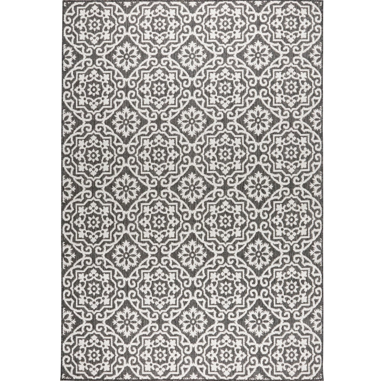 Nicole Miller New York Patio Country Julia Transitional Geometric Indoor/Outdoor Area Rug, Black/Grey, 3'11"x5'2" Nicole Miller New York