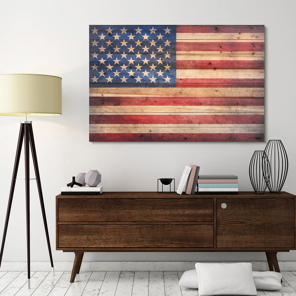 Empire Art Direct American Flag Digital Print on Solid Wood Wall Art, 30" x 45" x 1.5", Ready to Hang Empire Art Direct