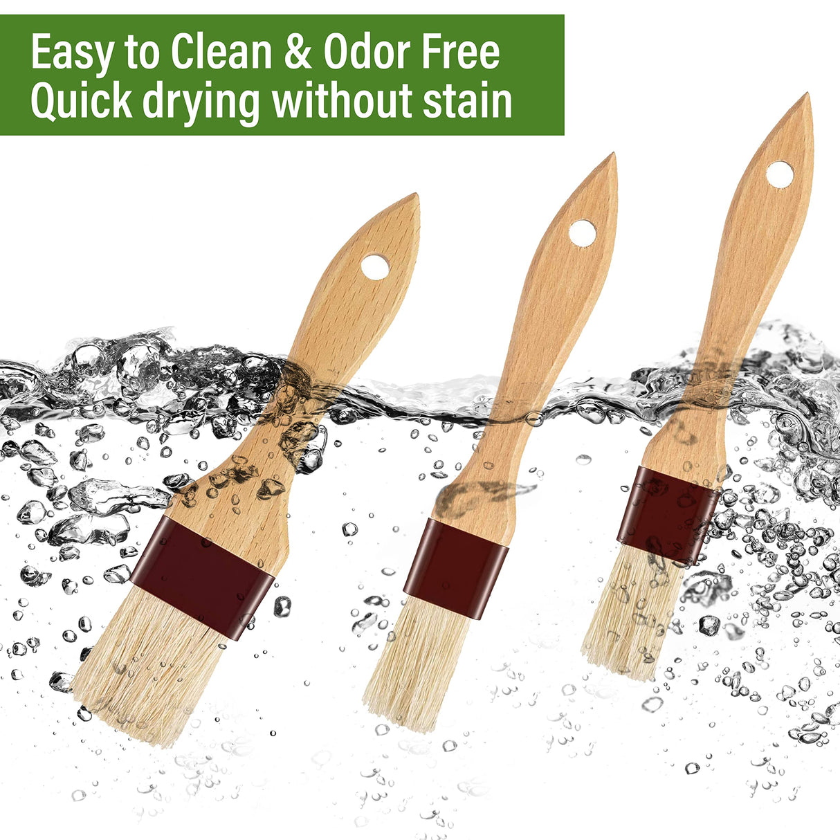 Basting Brush-Pastry Brush,Oil Brush for Cooking,Boar Bristles BBQ Brushes for Grill,Beech Wooden Handle Food Brush for Baking/Spreading Marinade/Sauce/Butter/Egg/Kitchen Baster Brushes(1.5 1 inch) NXRACSH