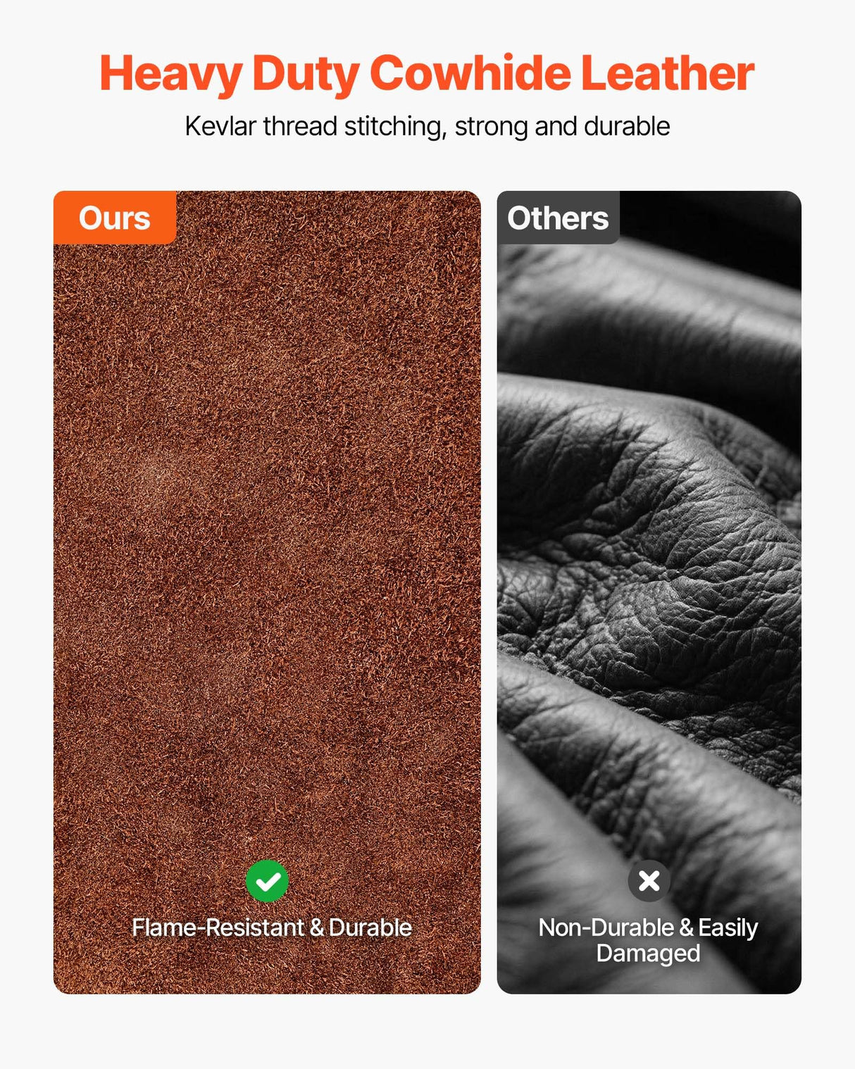 VEVOR Leather Welding Work Apron, Heavy Duty Cowhide Flame Resistant Welding Apron, Heat-Resistant Blacksmith Welder Aprons with 6 Tool Pockets for Woodworking, Gardening, BBQ VEVOR