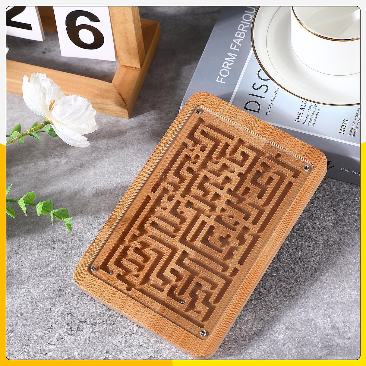 Syhood 2 Pack Wooden Labyrinth Game Marble Maze with Steel Marble, Brain Puzzle Logic Toy Rectangular Challenging Labyrinth Board Game for Education and Fun Adults, Teenagers, Boys and Girls Syhood