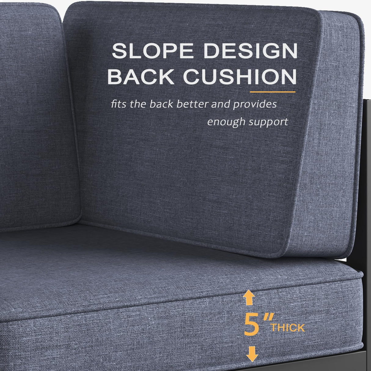 LayinSun Large Aluminum Patio Furniture Set with Fire Pit Table, 6 Pieces Modern Outdoor Conversation Set Sectional Metal Sofa Set with Olefin Cushion LayinSun