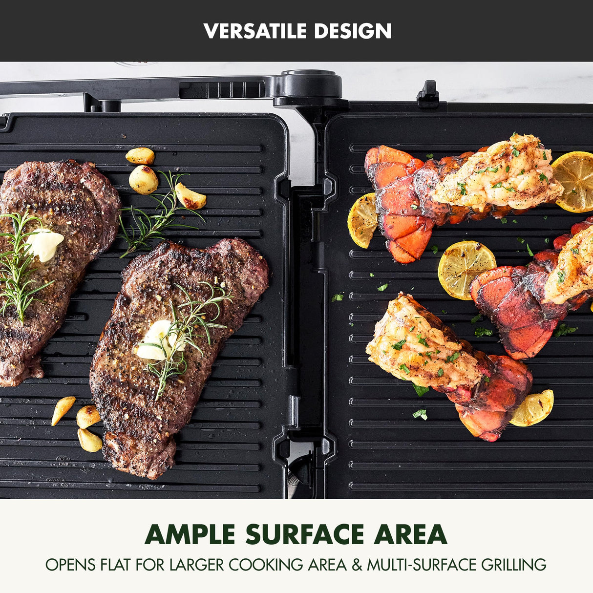 GreenPan Elite 7-in-1 Multi-Function Contact Grill & Griddle, Healthy Ceramic Nonstick Aluminum, Grill & Waffle Plates, Adjustable Shade & Shear, Closed Press/Open Flat Surface, PFAS-Free, Black GreenPan