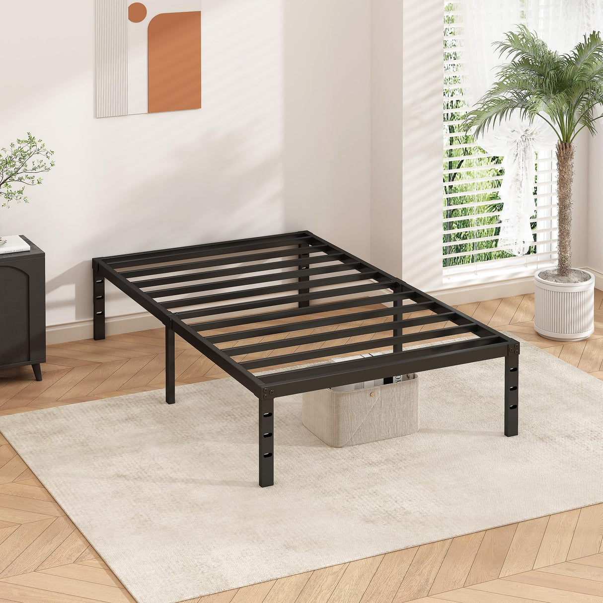 HLIPHA Metal Platform Bed Frame 14 Inch Tall,No Box Spring Needed,Twin Size Bed with Heavy Duty Strong Support Slats,Easy to Assemble,Black HLIPHA