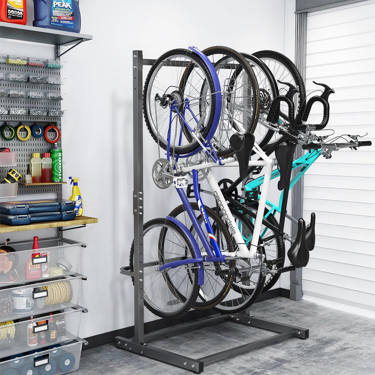 Ultrawall Freestanding Bike Rack, Vertical Bike Storage Stand for Garage, Indoor Bicycle Organizer, Holds Up to 4 Bikes Ultrawall