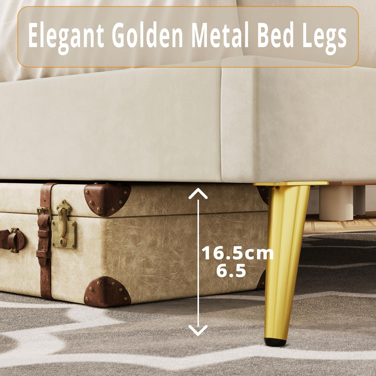 LIKIMIO Twin Bed, Platform Bed Frame with Upholstered Headboard and Wooden Slats Support, No Box Spring Needed, Easy Assembly, Beige LIKIMIO