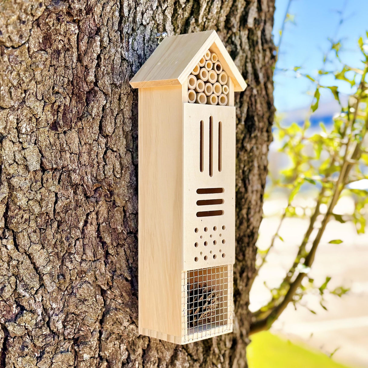 Wooden Insect House, Insect Hotel for Bugs, Bees, Butterflys, Ladybirds, Natural Beneficial Insect Habitat for Garden and Yard GardeningProducts4Less
