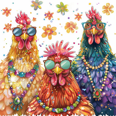 Eiflow DIY Chicken Diamond Art Kits for Adults, 5D Diamonds Painting Kits Rooster with Glasses Full Round Drill(13.8x13.8inch/35x35cm)