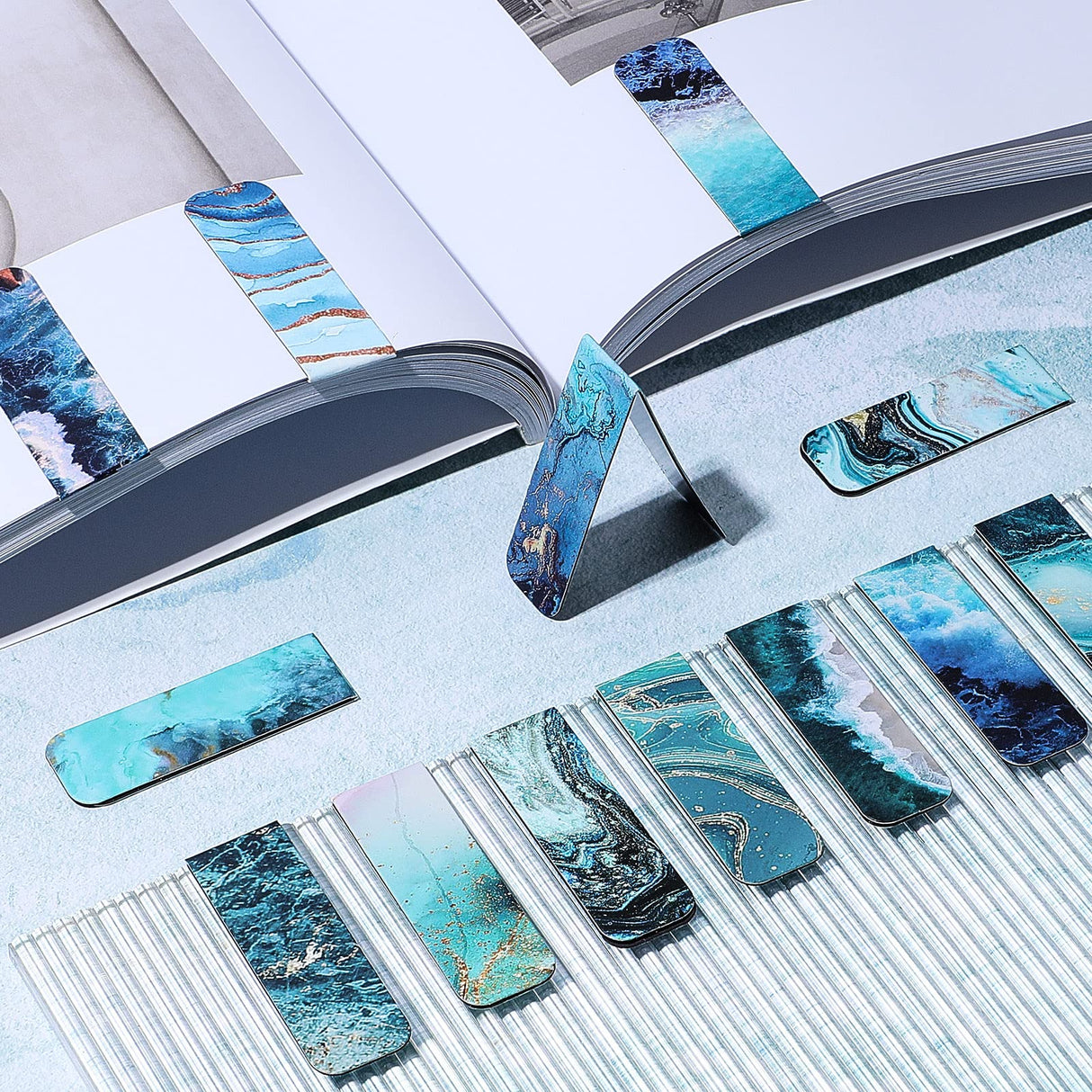 Zonon 24 Pcs Ocean Magnetic Bookmarks Clips Magnetic Page Markers Magnetic Page Clip Funny Bookmark Gifts for Students Teachers Reading Lover Women, Men Zonon