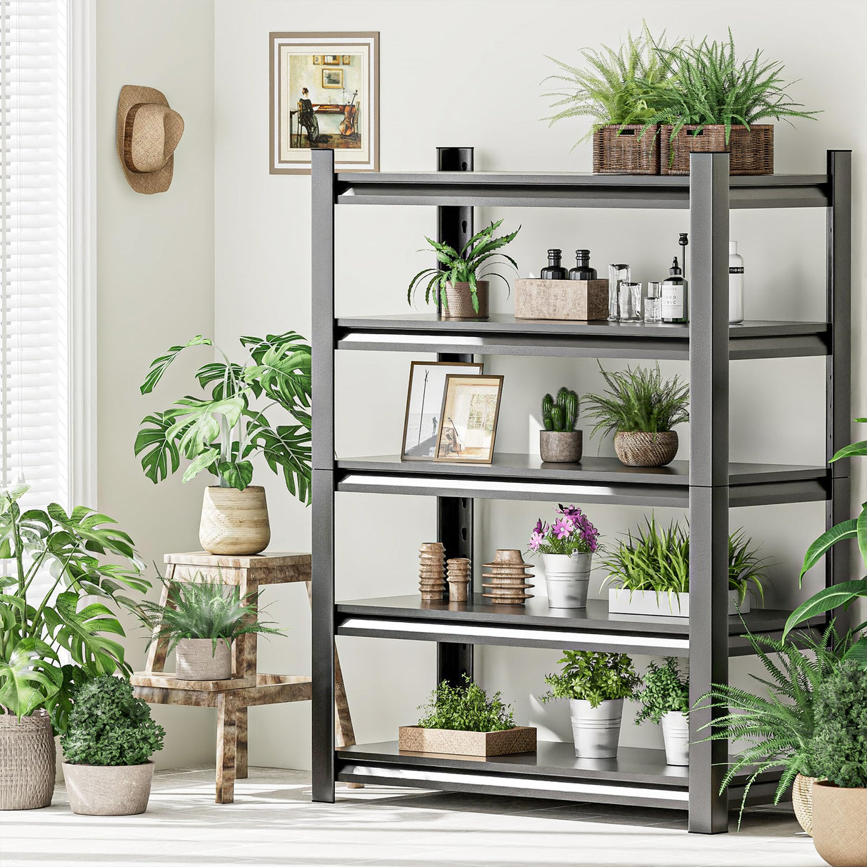 Okeiylaid 78" Hx39 Wx16 D 5-Tier Garage Shelf, 3000 lbs Capacity, Heavy Duty Storage Shelves, Easy Assembly Adjustable Stainless Metal Shelving, Suitable for Garage,Basement,Office,Farmhouse etc Okeiylaid