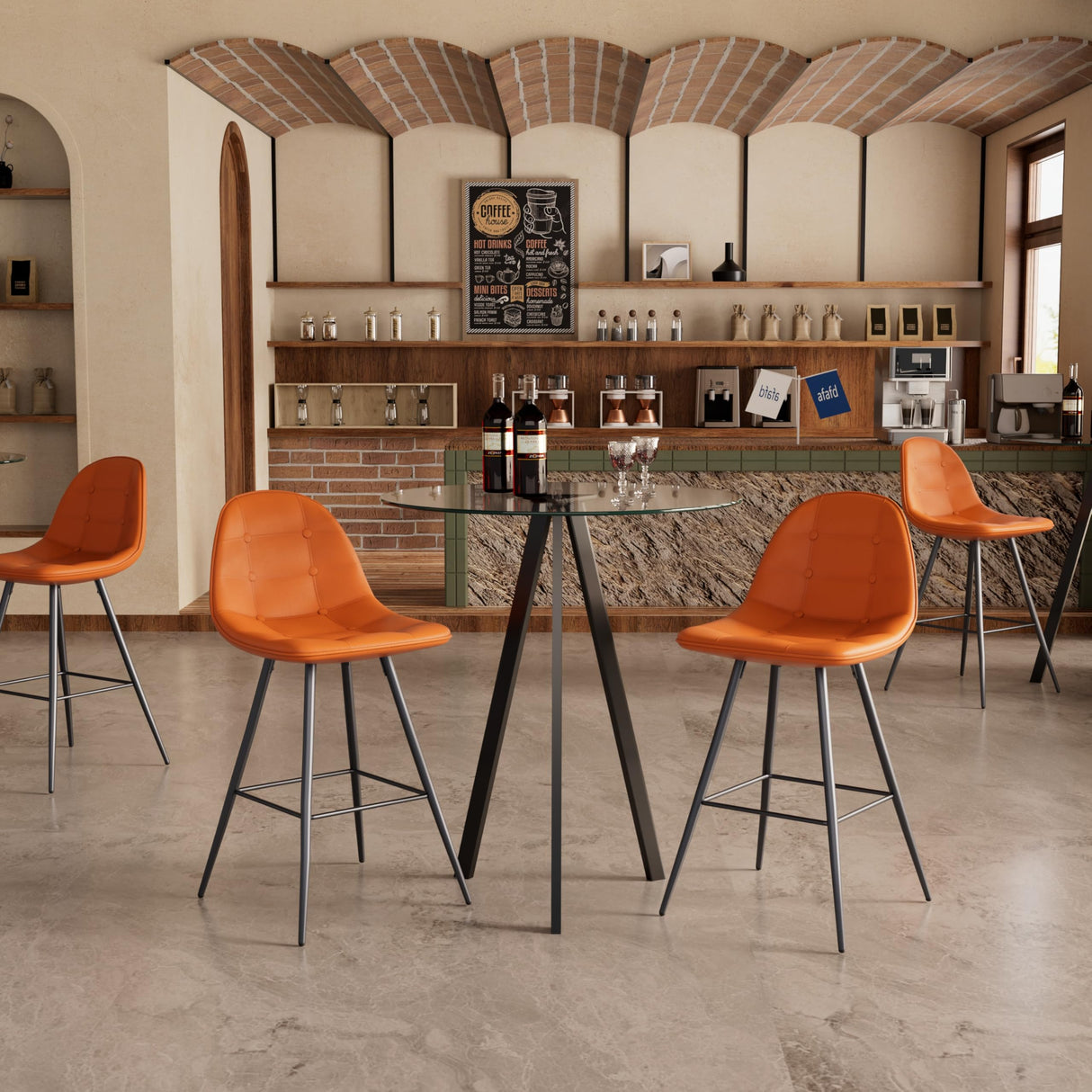 SIZOTA Round Bar Table, 37.4" High Pub Table, 31" Small Cocktail Table with Metal Base & Glass Top, for Small Spaces, Bistro Pub, Cafe(Black) SIZOTA