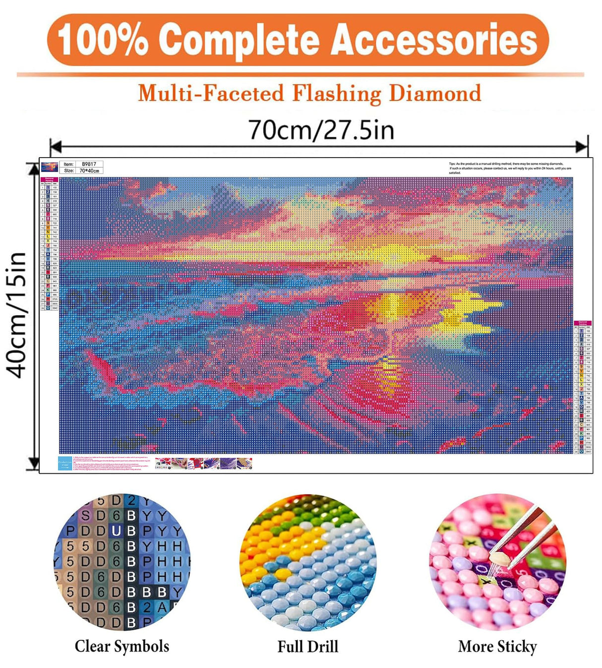 igoodom Large Diamond Painting, Landscape Large Diamond Art Kits for Adults, Full Drill Round Big Diamond Painting, DIY Gem Art and Crafts for Home Wall Decor Gift 27.5 X 15.7inch igoodom