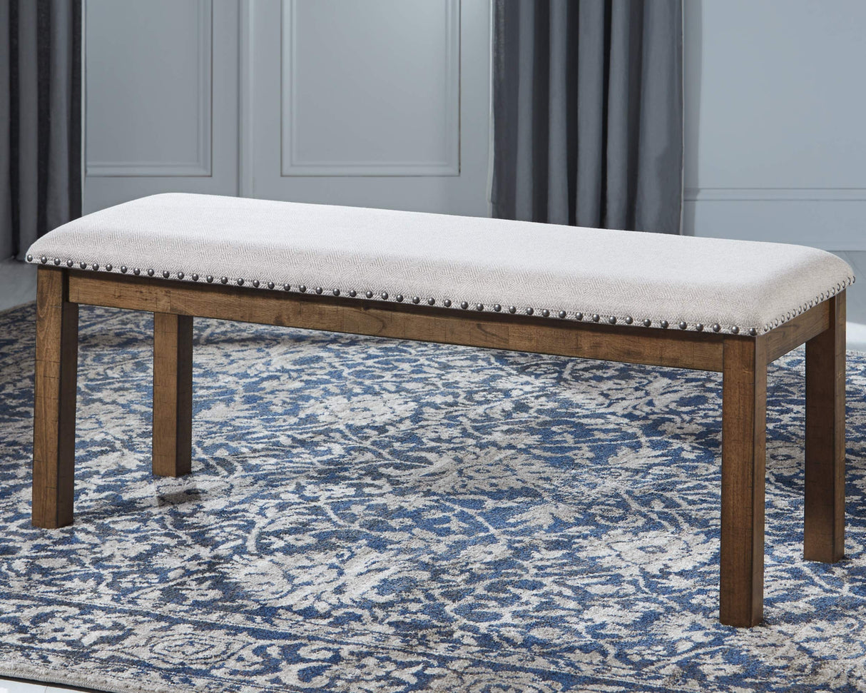Signature Design by Ashley Moriville Casual Rustic Upholstered Dining Bench, Grey & Brown Signature Design by Ashley