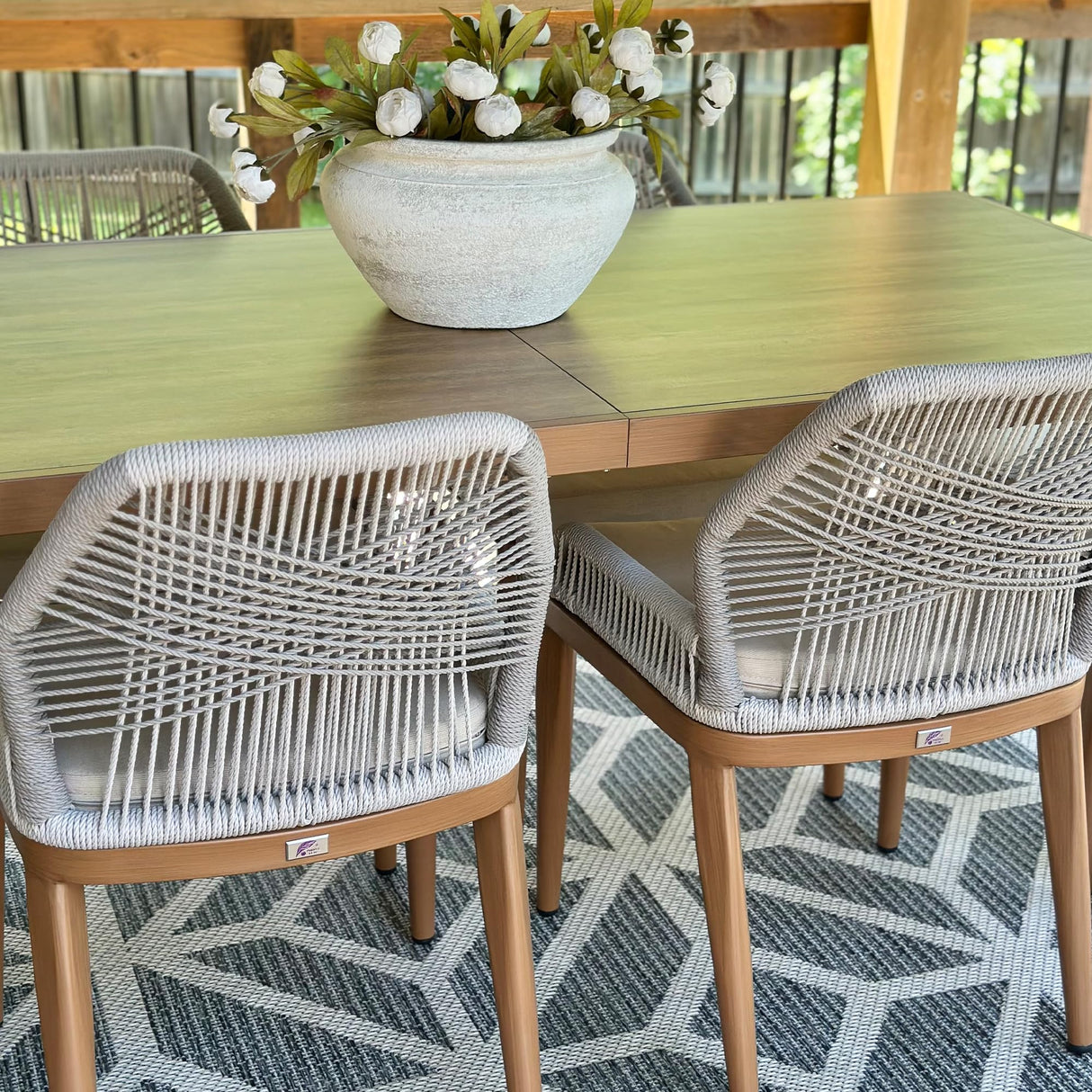 PURPLE LEAF Patio Dining Chair Set 2 Pieces Aluminum Modern Furniture Seating for Garden Kitchen Porch Outdoor Wicker Dining Chairs with Sunbrella Cushions PURPLE LEAF