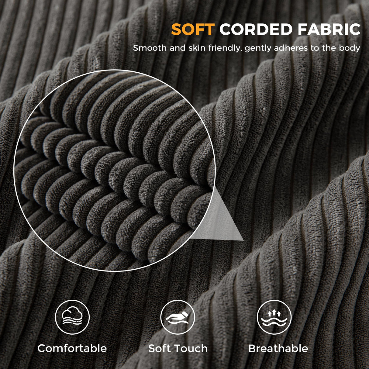 MAXYOYO 3 Seater Couch for Living Room, Boneless Couch with Tufted Cushion & Backrest, Upholstered Floor Sofa with Armrests, Sofa in A Box, No Assembly Required, Dark Grey MAXYOYO