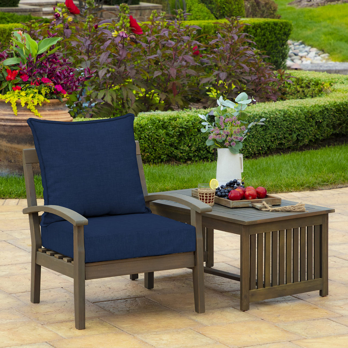 Arden Selections Outdoor Deep Seat Set, 24 x 24, Rain-Proof, Fade Resistant, Deep Seat Bottom and Back Cushion 24 x 24, Sapphire Blue Leala Arden Selections