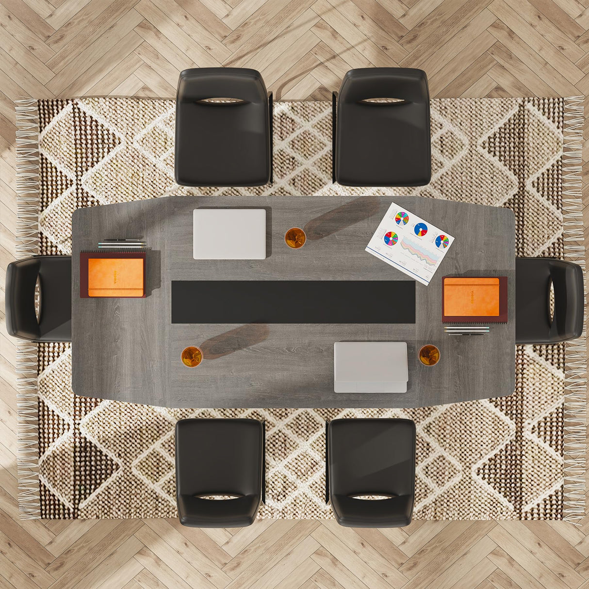 Tribesigns 6FT Conference Table, 70.86L x 35.43W x 29.52H Inches Boat Shaped Meeting Table, Industrial Grey Seminar Table for Office Meeting Conference Room (6ft, Grey) Tribesigns