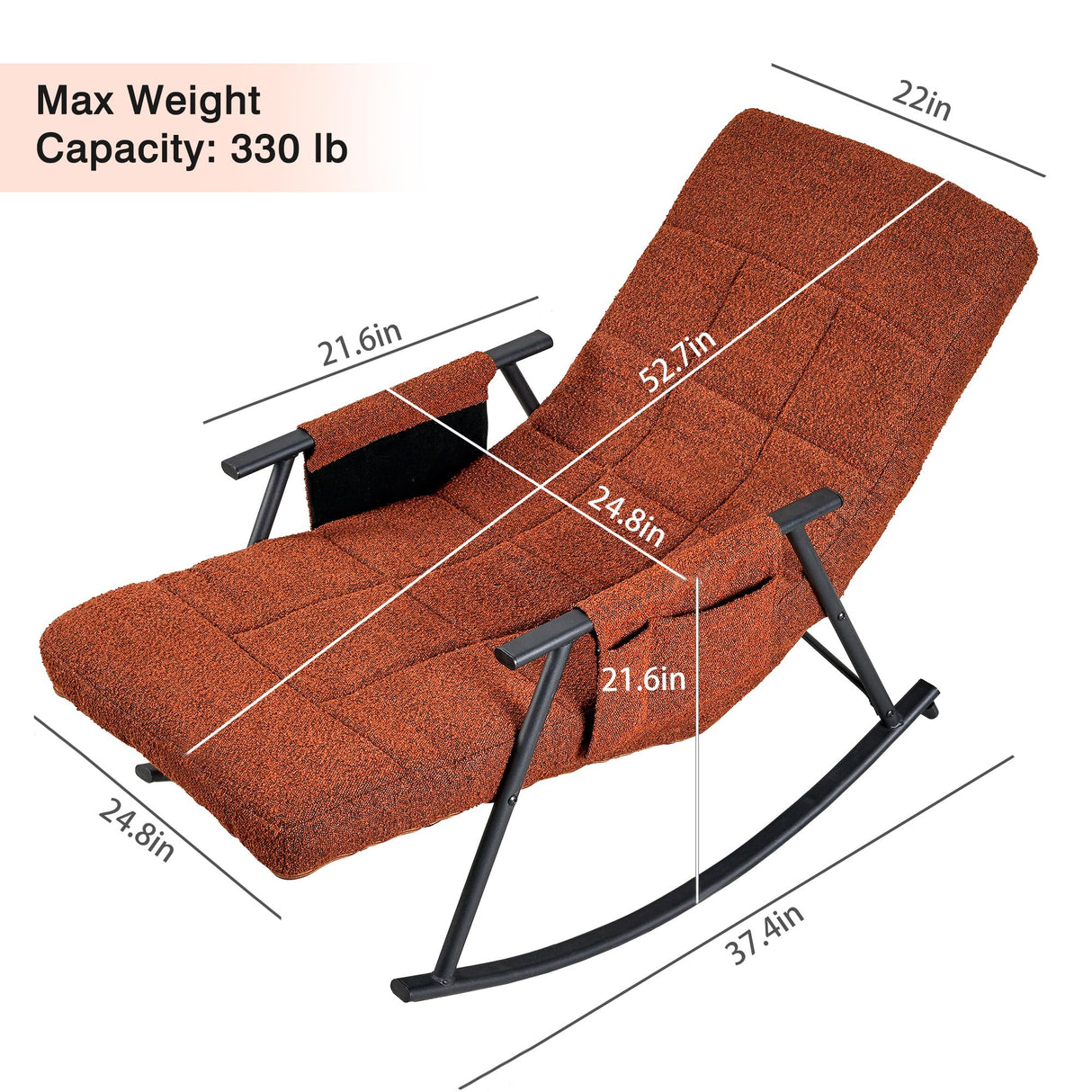 VECELO High Back Nursery Rocking Chair with Foot Rest, Teddy Upholstered Reclining Glider Rocker, Comfy Armchair Padded Seat Removable Side Pockets for Living Room, Bedroom, Balcony VECELO