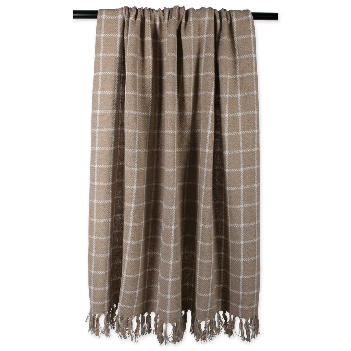 DII Transitional Checked Plaid Woven Throw, 50x60, Stone DII