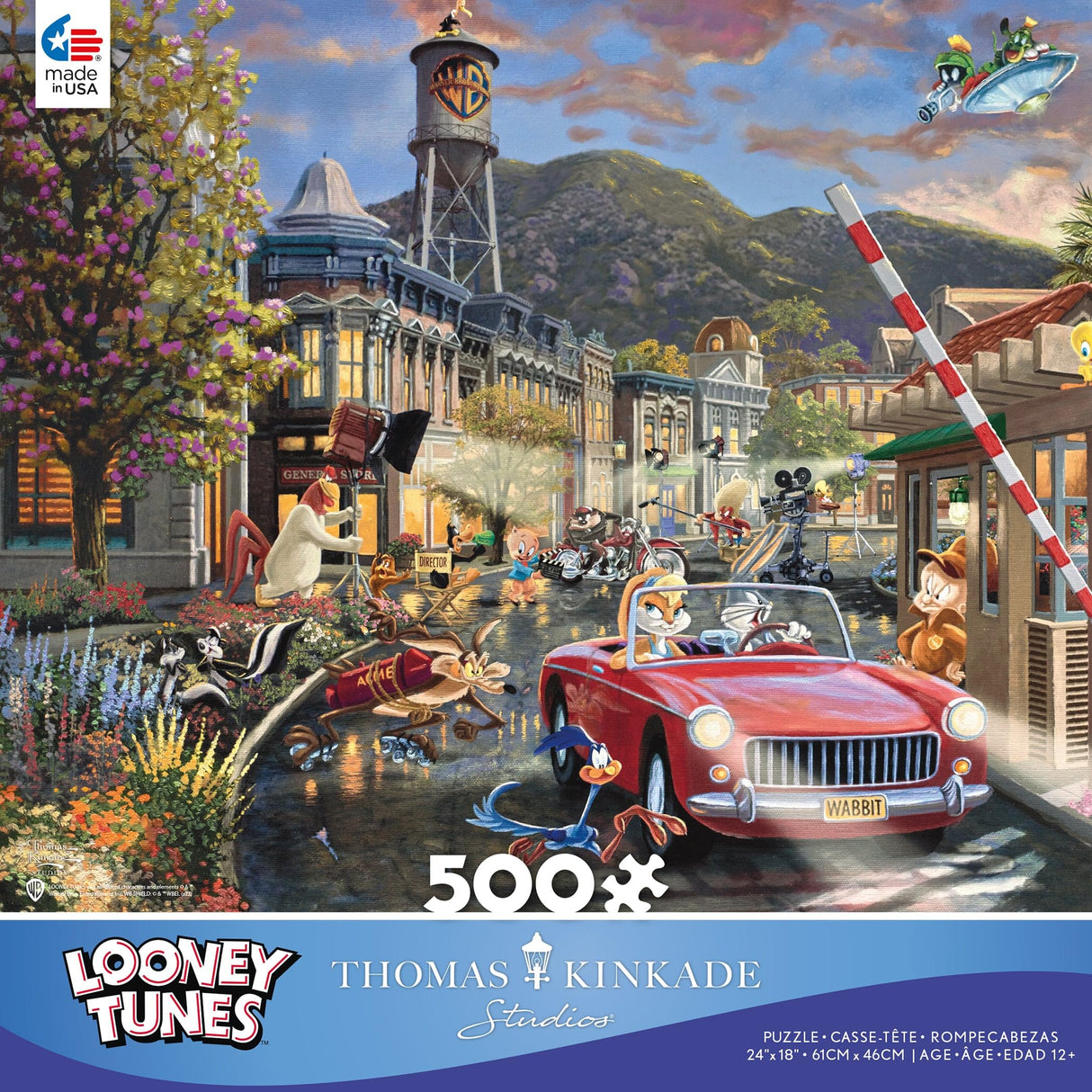 Ceaco - Thomas Kinkade - Looney Tunes - Backlot Shenanigans - 500 Piece Jigsaw Puzzle Ceaco