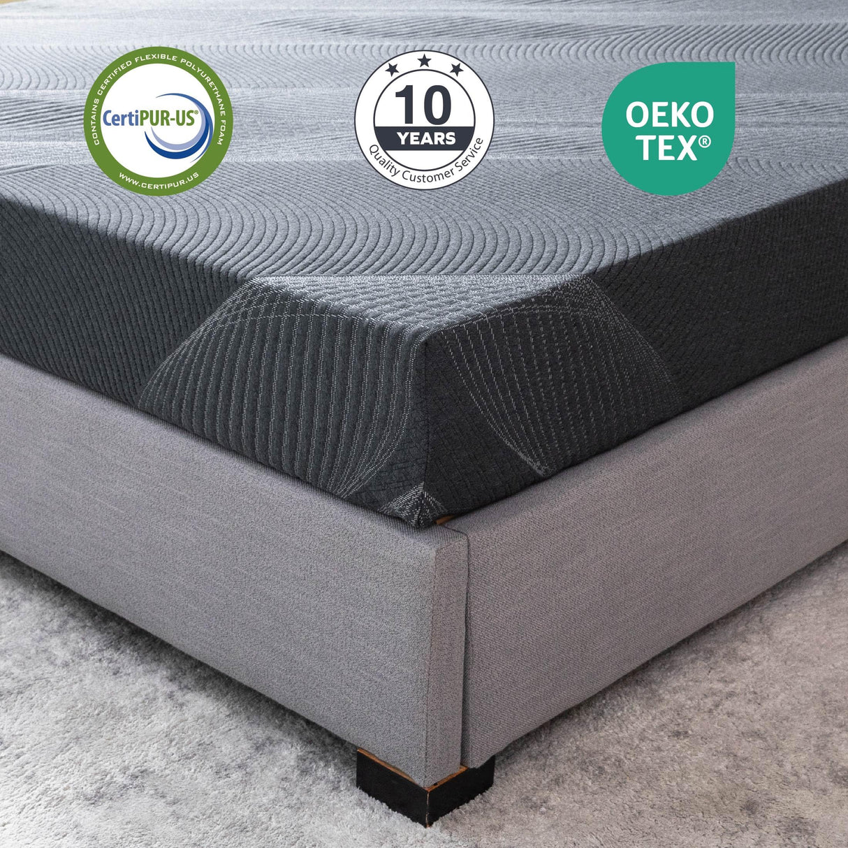 Dyonery King Mattress 8 Inch Charcoal Gel Memory Foam in a Box, CertiPUR-US Certified Fiberglass Free, Cooling Double Mattress, Made in The USA of US Foam, 80" × 76" × 8", Medium Dyonery