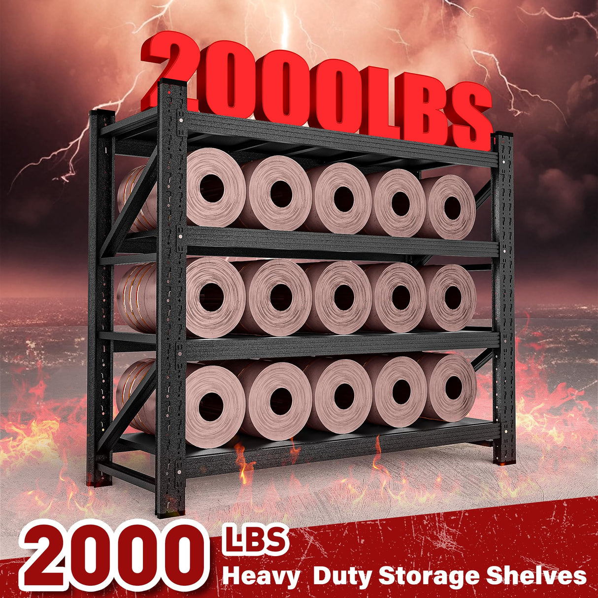 2000LBS Heavy Duty Garage Shelving Units,40" Wide & Deep Storage Shelves,Metal Garage Shelves,Large Storage Rack,Steel Shelf,Industrial Shelving for Shop,Warehouse,Basement,40" W x 20" D x 60" H SISESOL