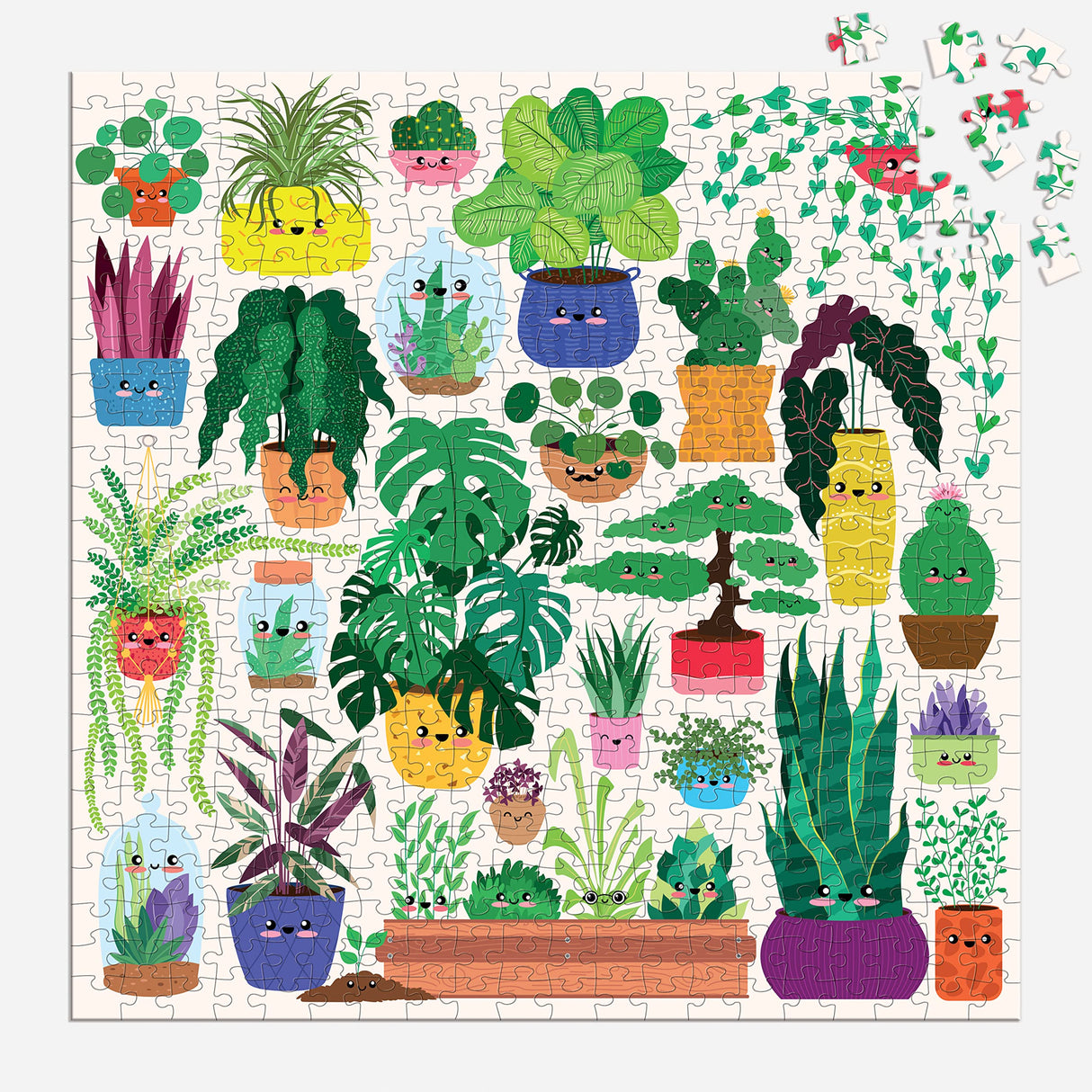Mudpuppy Happy Plants – 500 Piece Family Puzzle with Fun and Adorable Illustrations of Succulents and Flowers for Children Ages 8 and Up Mudpuppy