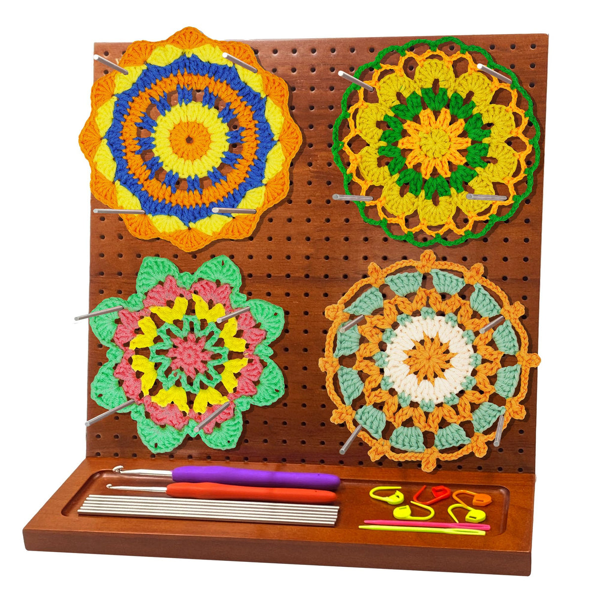 Crochet Blocking Board with 16 Pegs, 11x11 Inch: Granny Square Blocking Board - Gifts for Women, Mom, and Mother, Blocking Boards for Crochet Projects VEIYAILU