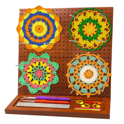 Crochet Blocking Board with 16 Pegs, 11x11 Inch: Granny Square Blocking Board - Gifts for Women, Mom, and Mother, Blocking Boards for Crochet Projects