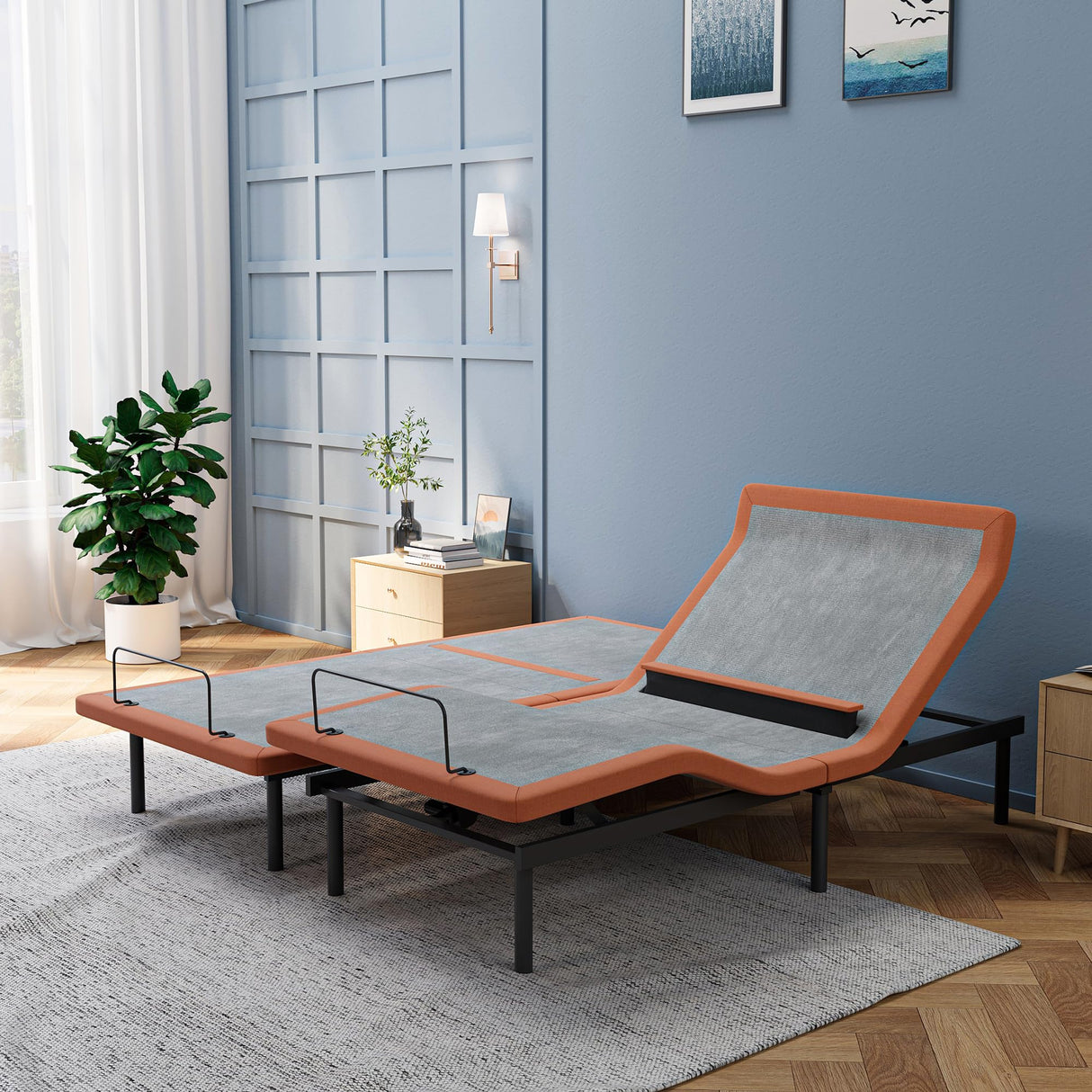 ESHINE Split King Adjustable Bed Frame with Lumbar Support, Head-Pillow-Tillt, Under Bed Light, Smart App Control, Zero Gravity, Ergonomic Incline, Wireless Remote, Dual USB Port, 6000 Series ESHINE