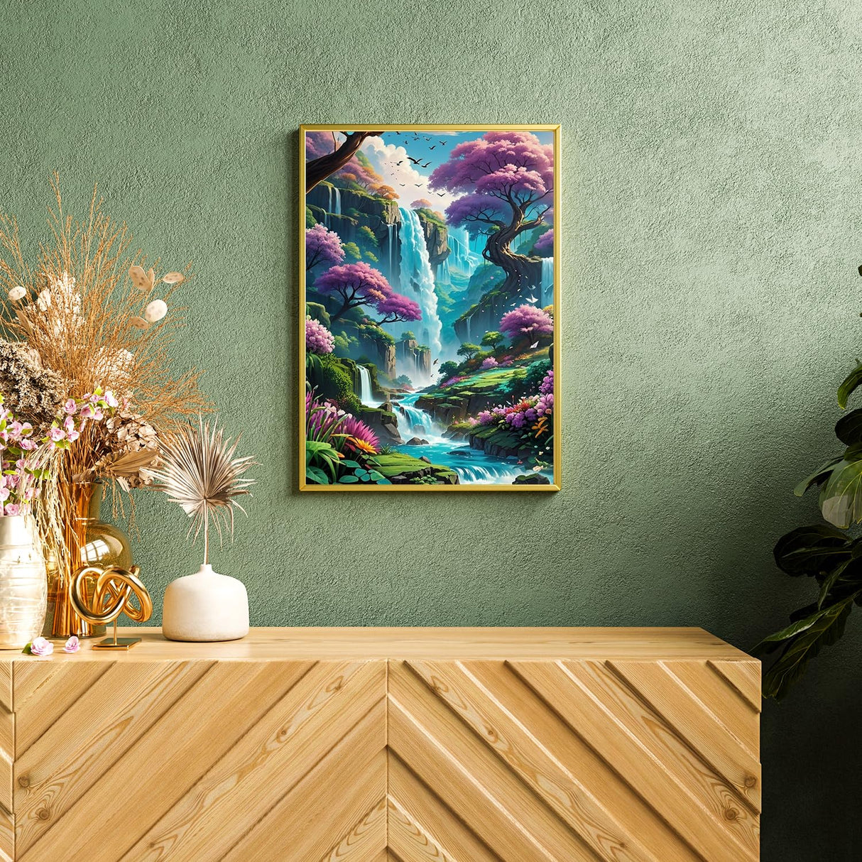 Aestalrcus Landscape Diamond Art Kits for Adults, Waterfall Diamond Painting Kit for Adults Beginners, DIY 5D Full Drill Gem Art Home Wall Decor 12x16in Aestalrcus