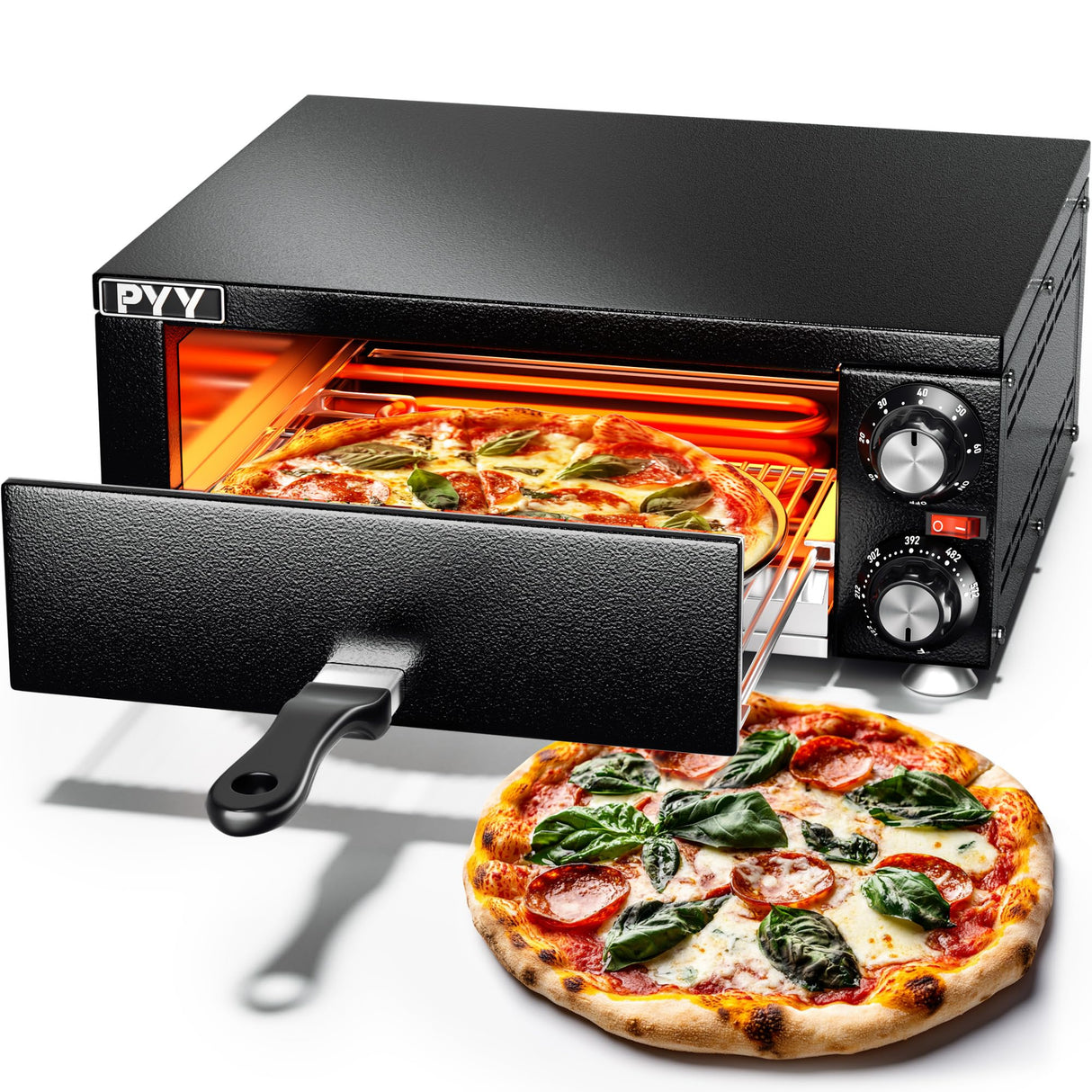 PYY Electric Pizza Oven Indoor Countertop Pizza Oven Commercial Pizza Maker Machine for Home with Timer Stainless Steel Pizza Cooker PYY