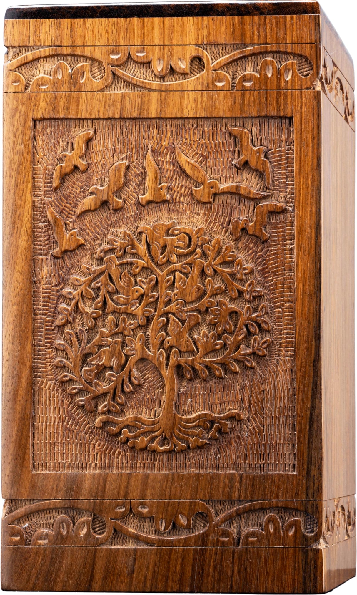 INTAJ Cremation Urns for Human Ashes Companion Male Female Wooden Tree of Life Urns Box and Casket for Ashes Men Women Child Pets Cat Dog Urn Burial Funeral Memorial Urns for Ashes Hold 180 Cubic Inch INTAJ