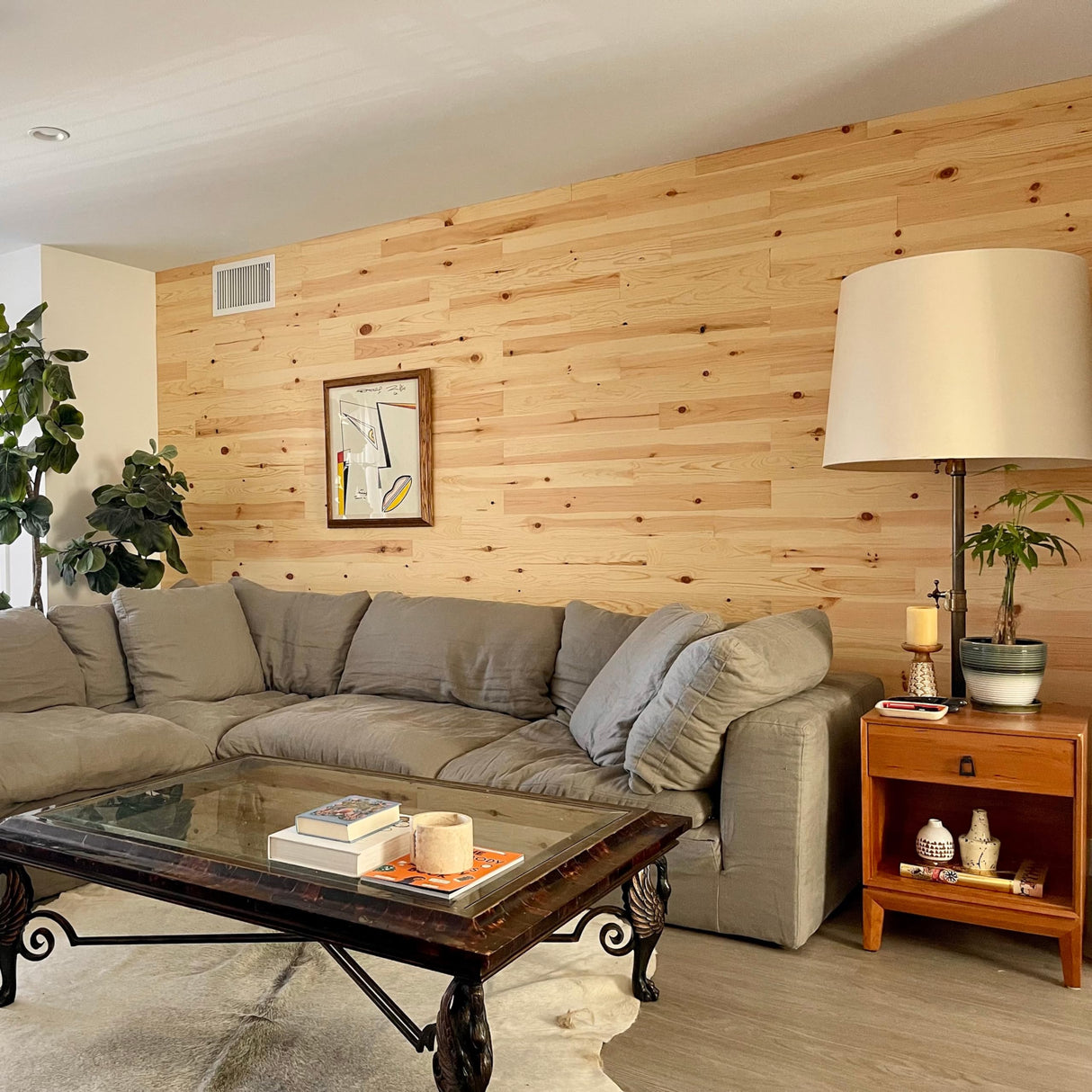 Timberchic Pine Wooden Wall Planks - Simple Peel & Stick Wall Covering Application for DIY Accent Wall & Home Improvement - Premium Modern Wall Paneling - (4" Wide - 20 Sq. Ft., Baxter Blonde) Timberchic