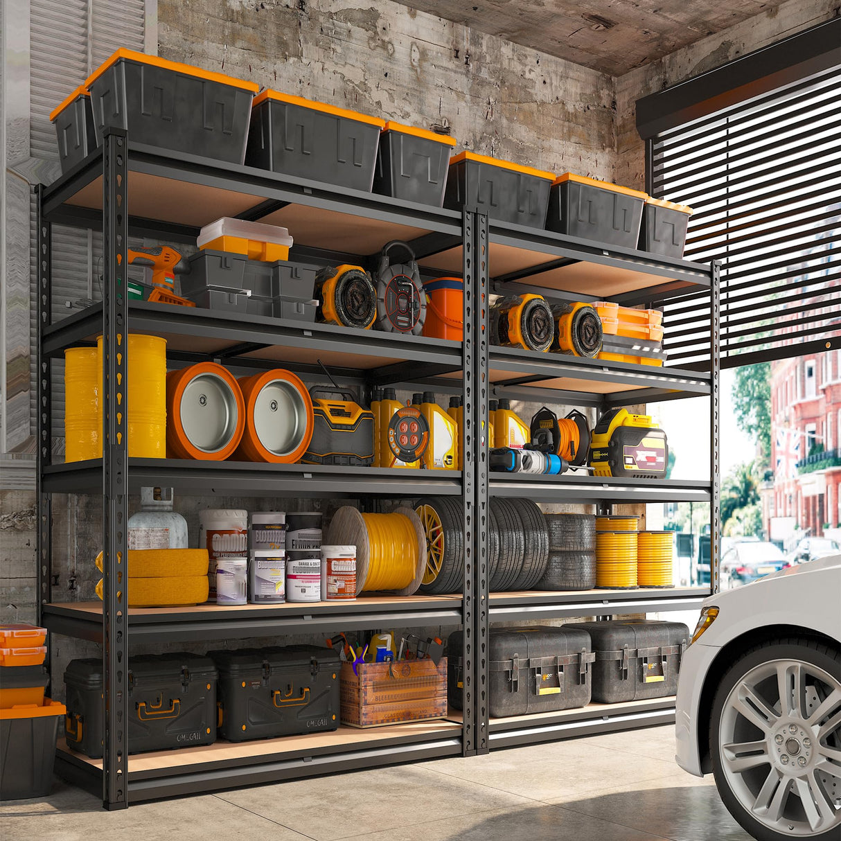 REIBII 2000LBS Garage Shelving Heavy Duty 72''H Storage Shelves 5 Tier Heavy Duty Shelving, Adjustable Metal Shelves for Garage Pantry Closet Kitchen Basement 35.5" W x72 H x 15.8" D, 2 Pack REIBII