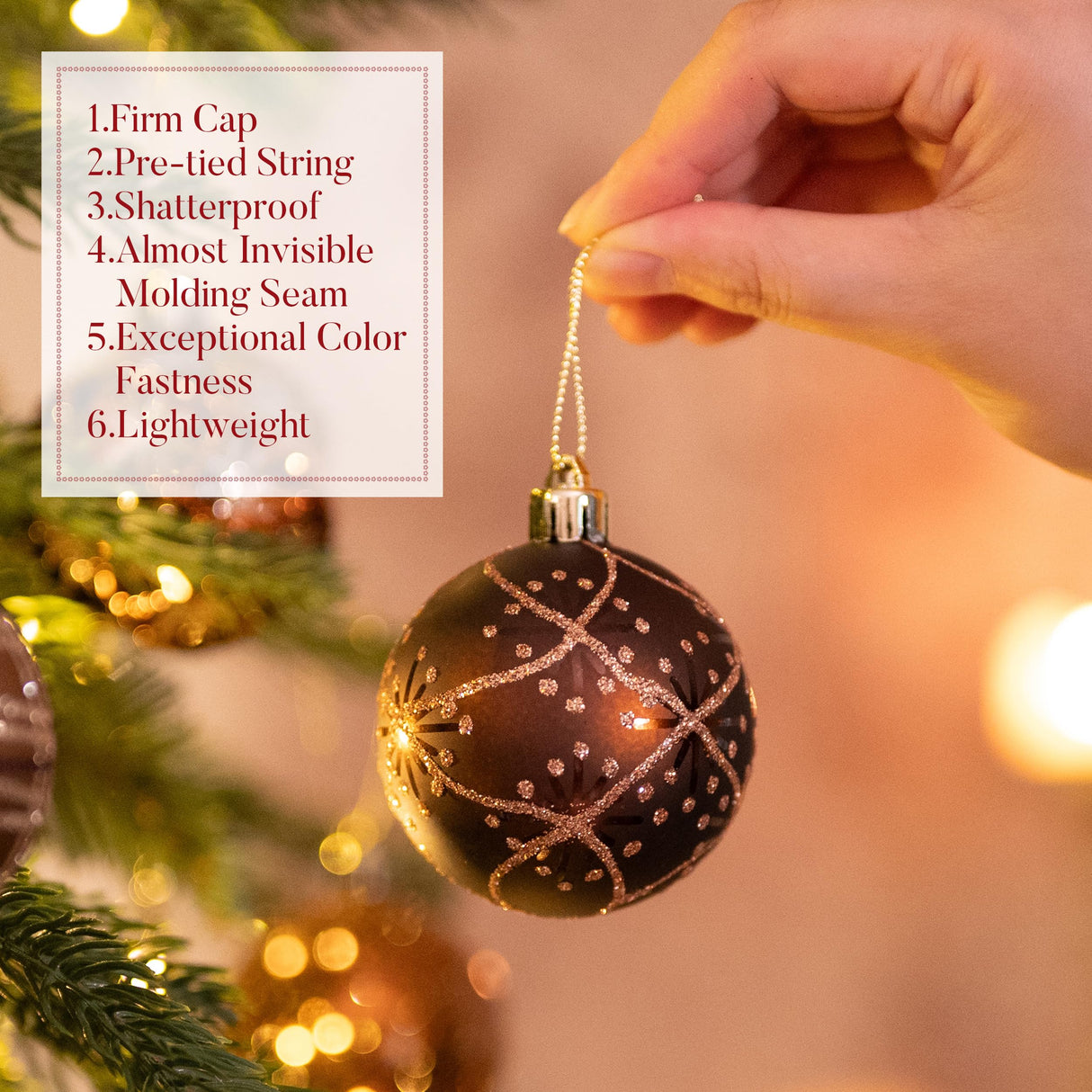 Valery Madelyn Fall Ornaments for Christmas Trees, 16ct Bronze Copper Brown Gold Shatterproof Fall Christmas Tree Decorations, 2.36 Inches Luxury Hanging Ball Ornaments for Thanksgiving Autumn Harvest Valery Madelyn