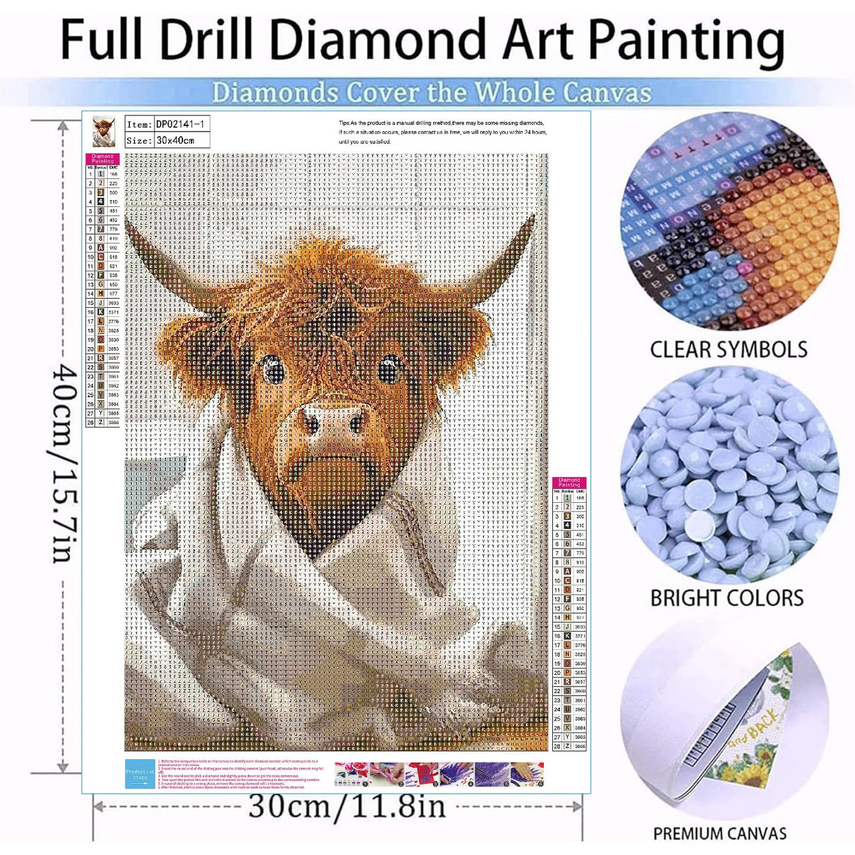 Diamond Art Kits for Adults Beginner, 3 Pack Funny Highland Cow Diamond Painting Kits 5D Diamond Dots Gem Art Crafts with Tools Round Full Drill Funny Crafts for Home Wall Decor&Gift 12X16 inch Fairyland JinWenn